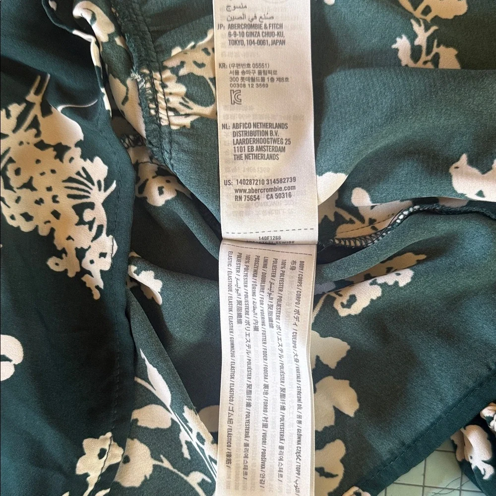 Abercrombie & Fitch Dark Green Floral Square-Neck Peplum Blouse
